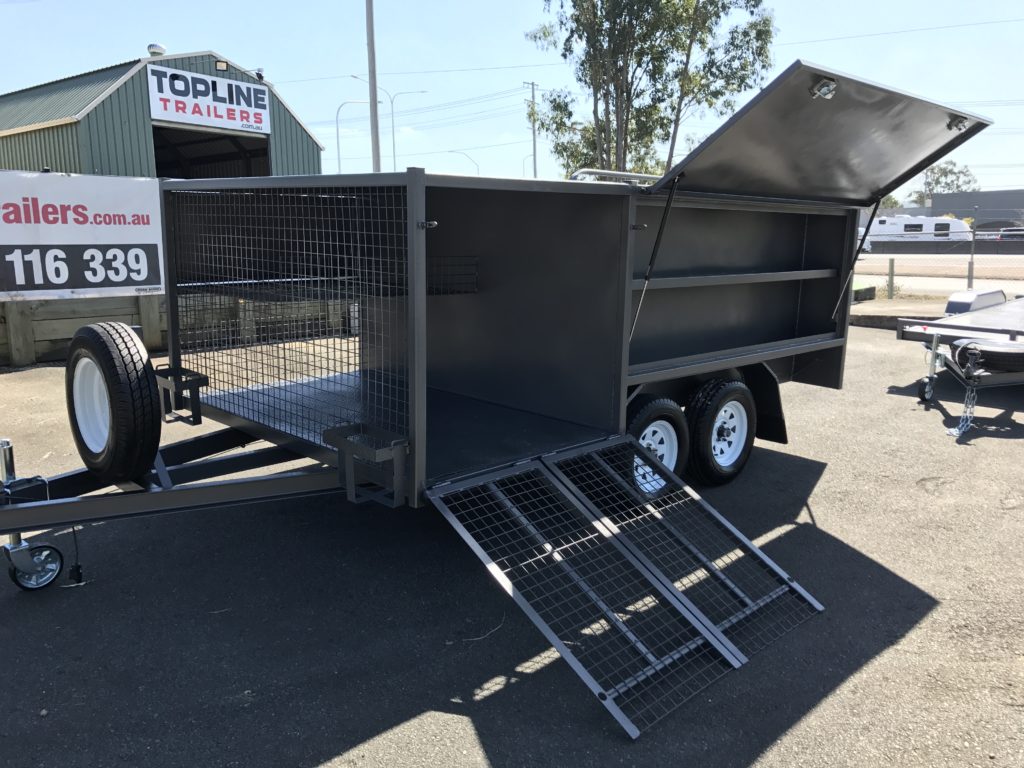 8x5 Front Double Mesh Box with Mesh Ramps Lawn Mower Trailer